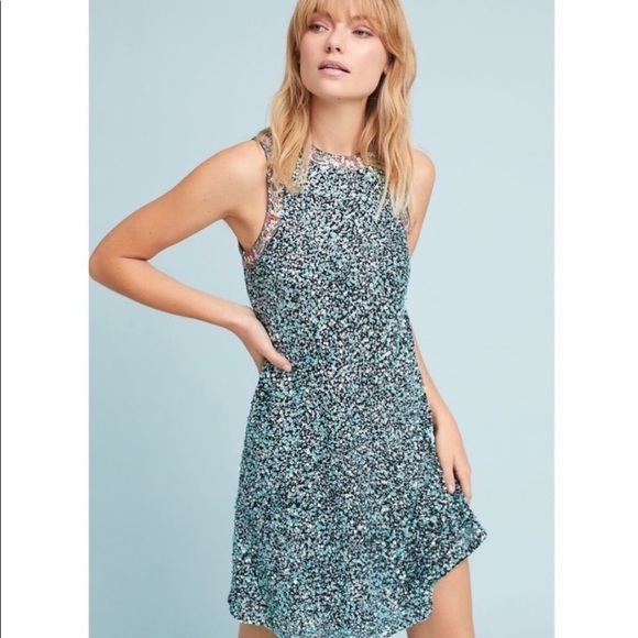 ANTHROPOLOGIE Varun Bahl Astronomy Sleeveless Sequins Shift Dress Size 2 - Picture 1 of 15